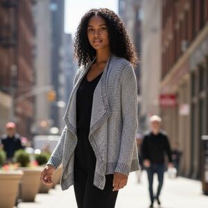 Lou & Grey Draped Open Front Cardigan